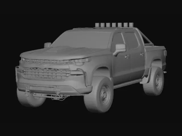 3D model for Orange Lifted Chevy Work Truck