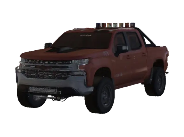Orange Lifted Chevy Work Truck - Gs 3D model, vytvořený pomocí AI