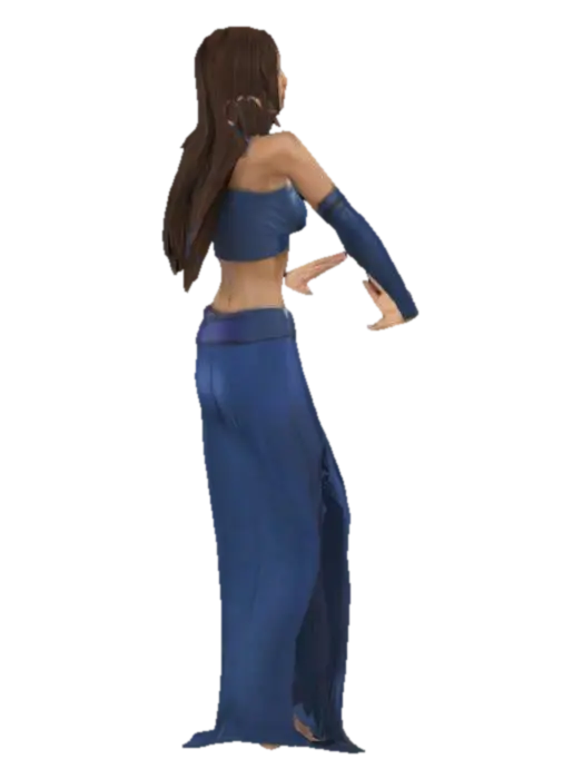 Kitana from mortal Kombat in here generic out ffit doing a t pose with brown hair and fair… - Try-3D-modell, genererad av AI