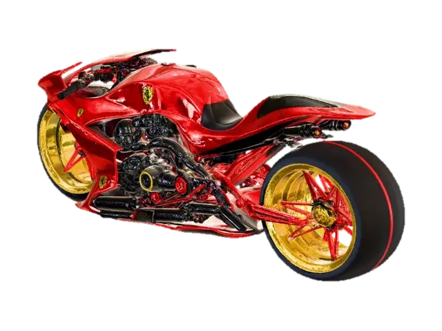 Ferrari Hyperbike Concept 3D model, vytvořený pomocí AI