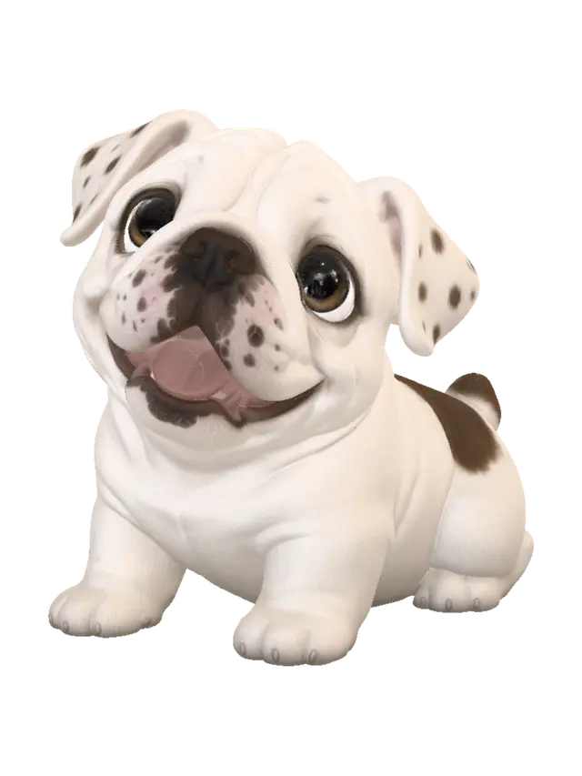 Chibi Spirit - Bulldog 3D model, vytvořený pomocí AI