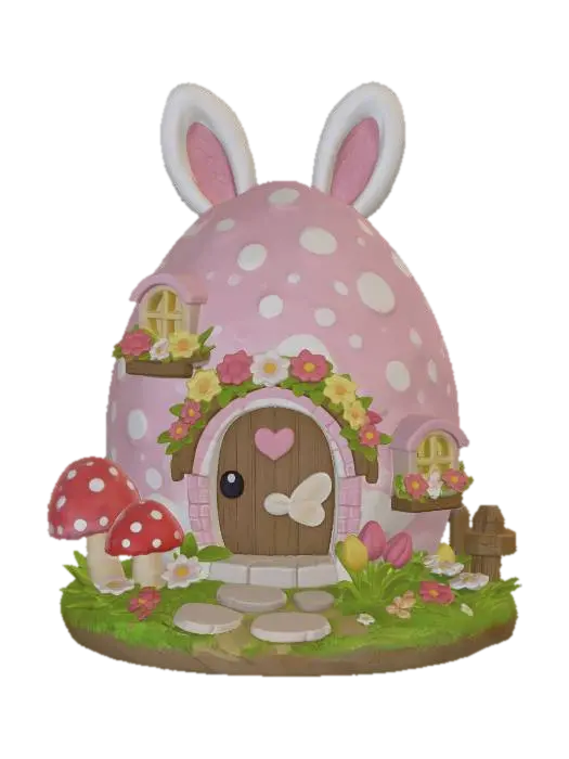 Cosy Bunny Egg House 3D model, vytvořený pomocí AI