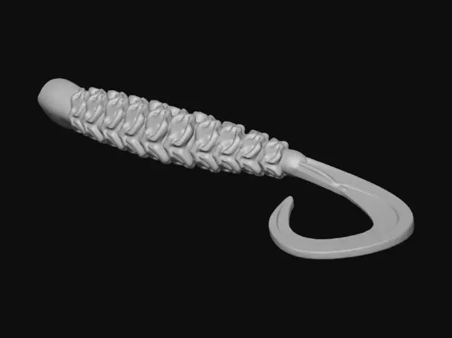 3D model for Green-Orange Speckled Curly-Tail Worm