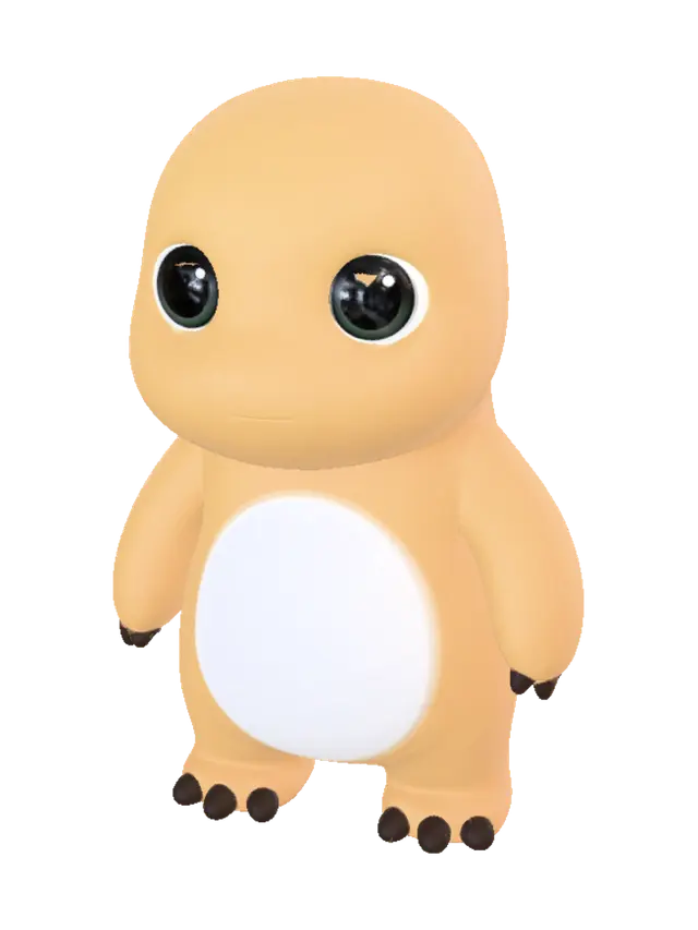 Milk dragon - Charmander 3D model, vytvořený pomocí AI