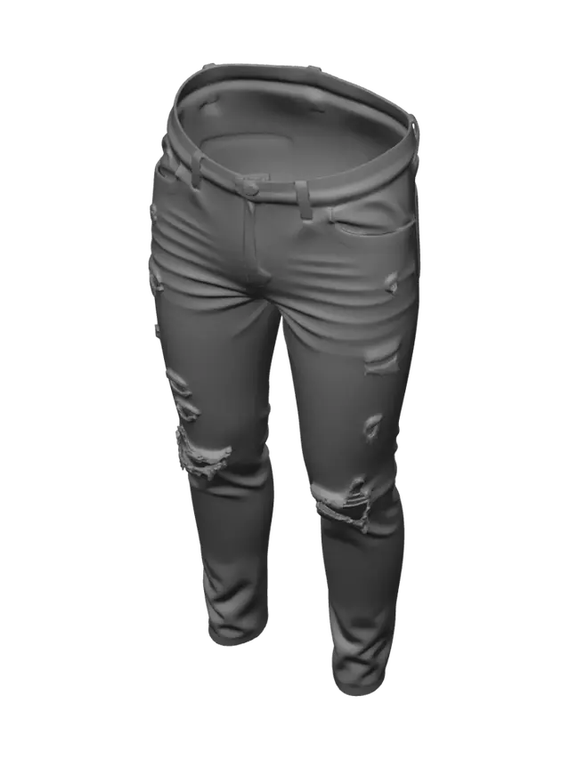 3D model for Ripped Blue Denim Jeans