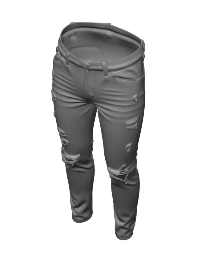 3D model for Ripped Blue Denim Jeans