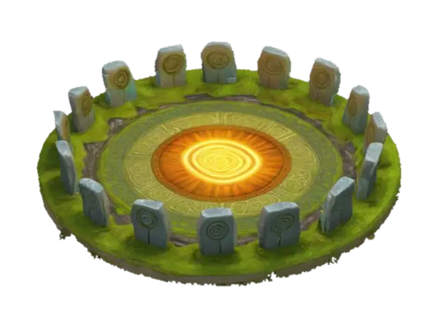 [Scotland] A stylized 3D game asset of an ancient Celtic stone circle, with standing… 3D model, vytvořený pomocí AI