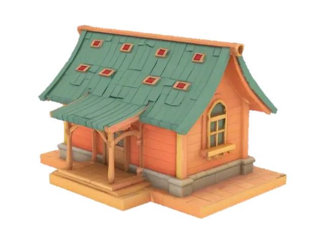 3D model for village house low poly ottoman style