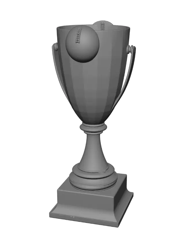 3D model for the trophy will be on a platinum base and it shall have ruby lining. The thing on the base shall be a square with the texture of the universe and it also shall look like that a football shall come, shooting out of the universe
