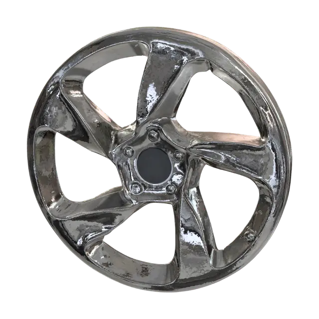 Shiny Five-Spoke Alloy Wheel - Rim 3D model, AI generated