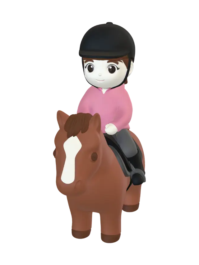 Chibi Girl on Pony - Baggy 3D model, vytvořený pomocí AI