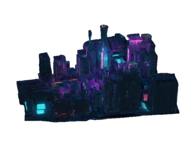 Subject: Futuristic mega-city viewed from a birds-eye perspective, showcasing… - Highrise 3D model, vytvořený pomocí AI