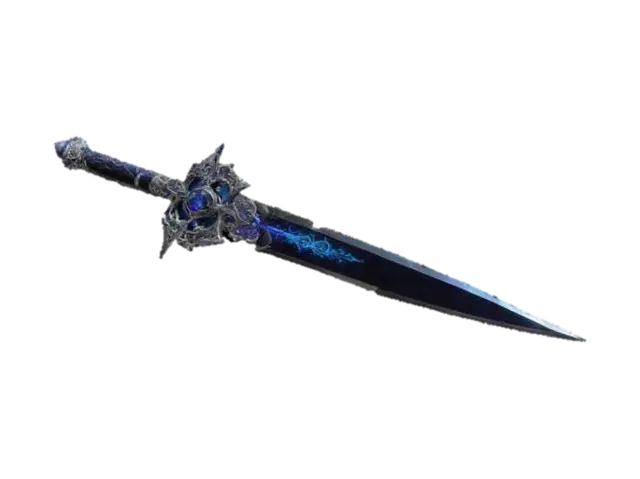 A dark fantasy chrono-rapier of semi-transparent black voidstone, swirling with… 3D model, vytvořený pomocí AI