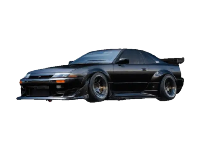 Widebody 1991 Nissan 240SX (S13) with aggressively flared fenders, lowered stance,… - Matte 3D model, vytvořený pomocí AI