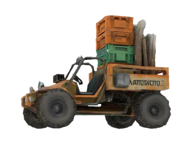{ "Object": "old Go workspace dune buggy", "Material": "rusty steel, rubber, and… - Crates 3D model, vytvořený pomocí AI