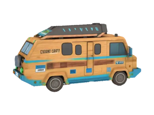 { "Object": "3D asset crate delivery hovertruck", "Material": "wood, metal bands,… 3D model, vytvořený pomocí AI