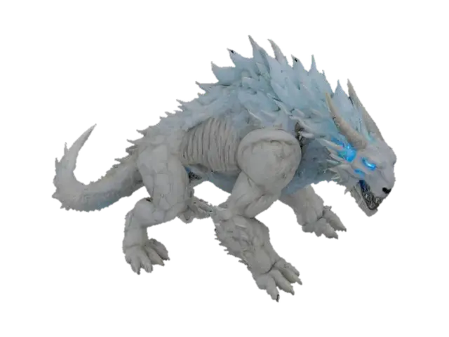 3D model for {
  "Object": "Glacier Warg – Arctic Bio-Mount",
  "Material": "Genetically engineered sinew, bone-plated armor, frost-resistant synthetic fur",
  "Shape/Form": "Quadruped predator; massive shoulders; low center of gravity; elongated claws and reinforced jaw; saddle interface integrated into spine",
  "Color Scheme": "Icy white, storm gray, iridescent aurora-blue accents along armor ridges",
  "Texture Details": "Rough bone exoshell, dense layered fur, bioluminescent vein trails visible beneath skin",
  "Style": "Post-apocalyptic biotech creature",
  "Environment/Use Context": "Traversing shattered ice bridges and neon-lit tundra ruins alongside its rider",
  "Reference Models": "Hybrid of dire wolf anatomy, cyber-organic exo-creatures, and Inuit mythic beasts",
, #AroundTheWorld#, 
}
