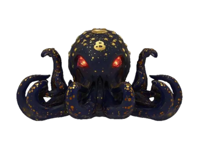 3D-модель { "Object": "Crypto Kraken", "Material": "Sleek obsidian shell plates overlaid with…, сгенерированная ИИ