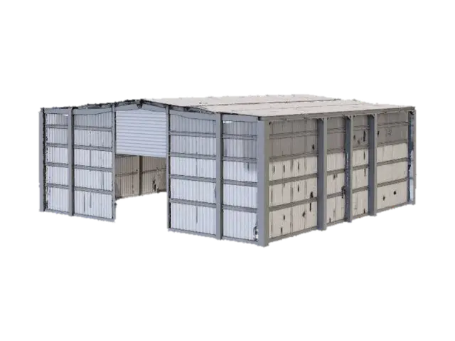 {"object":"large empty industrial warehouse","material":"corrugated metal walls… - Concrete 3D model, vytvořený pomocí AI