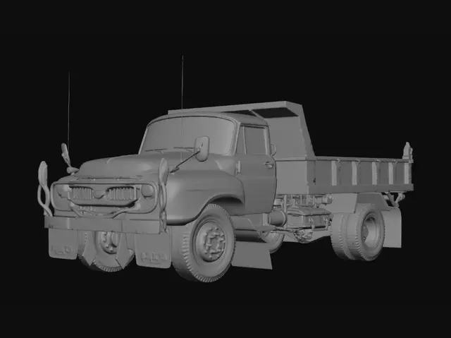 3D model for Yellow Isuzu dump truck in a park