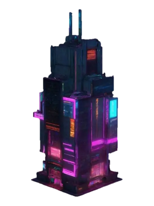 Subject: 100-story cyberpunk skyscraper, futuristic high-tech megabuilding.… 3D model, vytvořený pomocí AI
