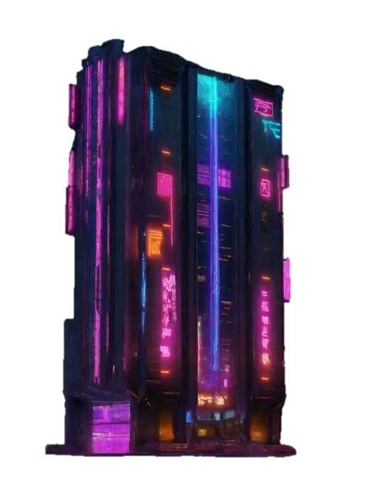 Subject: 100-story cyberpunk skyscraper, futuristic high-tech megabuilding.… 3D model, vytvořený pomocí AI