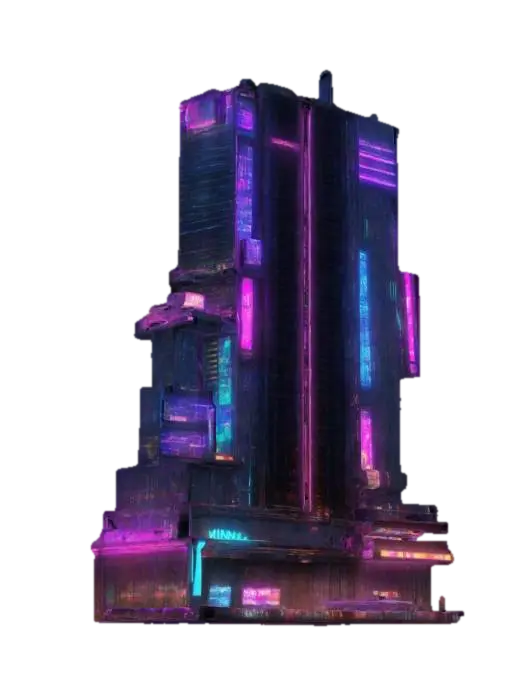 Subject: 100-story mega skyscraper, futuristic high-tech megabuilding. Style:… 3D model, vytvořený pomocí AI