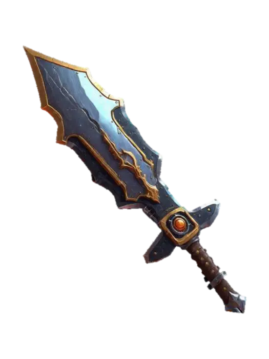 Subject: A Chrono-Forged Rift Cleaver, a greatsword infused with temporal… 3D model, vytvořený pomocí AI