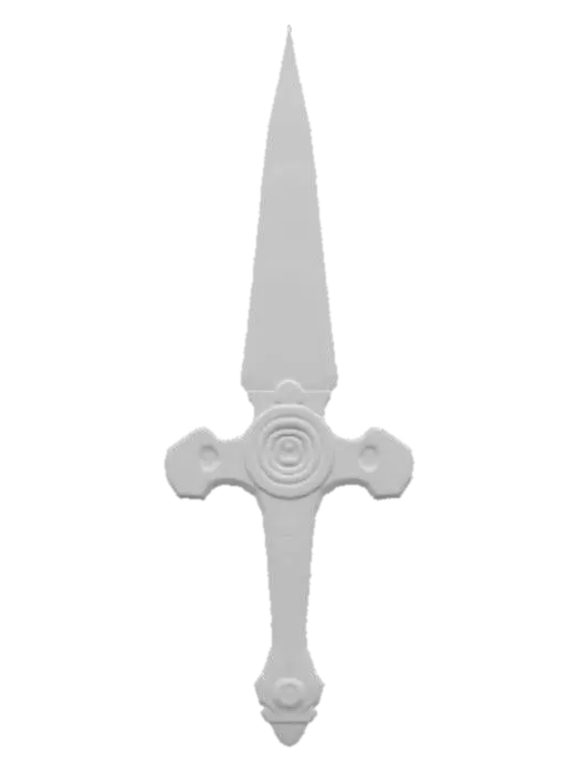 3D model for "A futuristic ChronoForge sword with a sleek, high-tech design. The blade is made of translucent crystalline metal with a glowing blue energy core pulsing through intricate engravings. The hilt is crafted from black carbon-fiber with gold circuitry inlays, and an embedded time-shift mechanism emitting a faint luminescent aura. The pommel features a rotating chrono-dial with an animated clockwork mechanism. , #ChronoForgeWeapon#