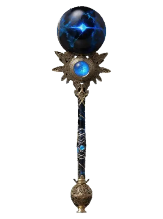 "A mystical ChronoForge wand infused with time-warping energy. The wand's shaft is… 3D model, vytvořený pomocí AI