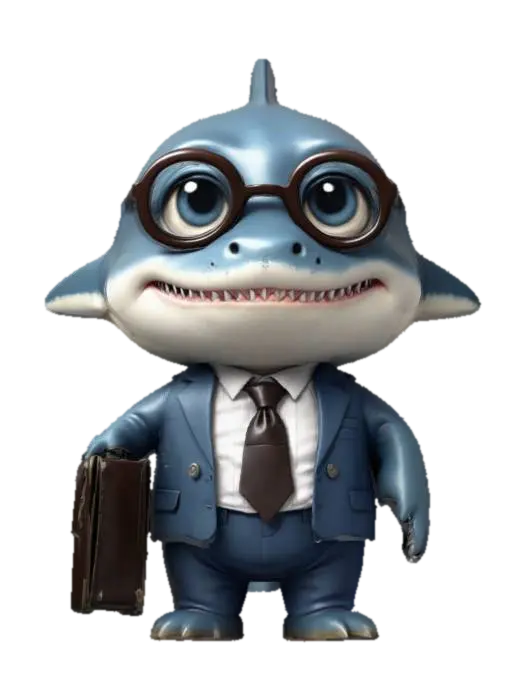 "A chibi-style shark with a round body, big expressive eyes, and a tiny fin-to-body… - Ceo 3D model, vytvořený pomocí AI
