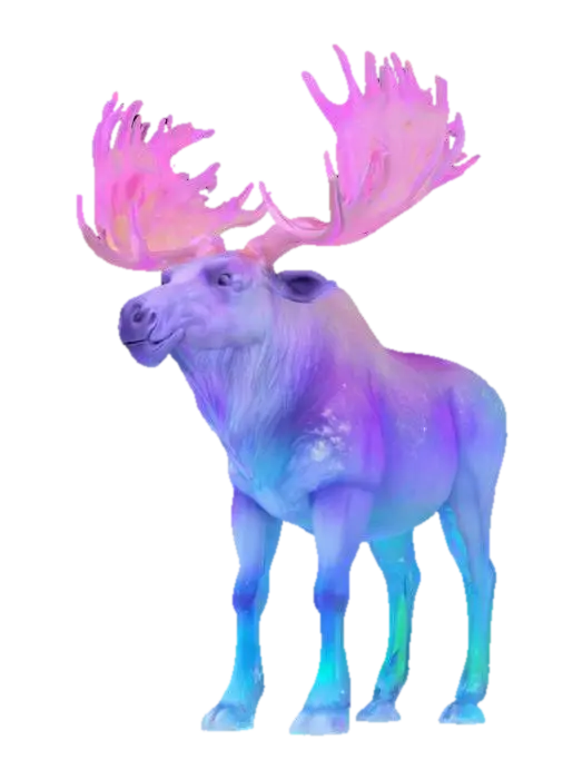 [Canada] Object: Aurora Moose Titan Material: Living stardust, glowing ice, ethereal… 3D model, vytvořený pomocí AI