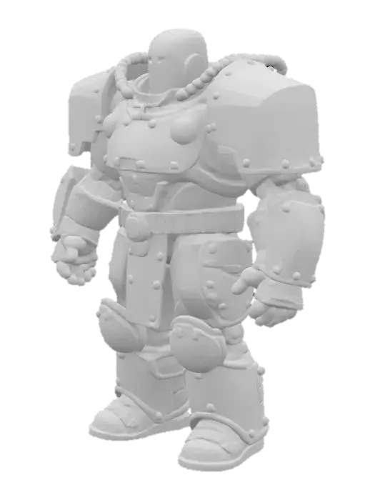 3D model for Object: Heavy Assault Guardian — “DOMEK, The Bastion Butcher”

Material: Concrete-reinforced body armor, embedded scrap car hoods, energy-dampening ceramic plates, high-vis hazard paint

Shape/Form: Massive, square silhouette; slab shoulders like highway dividers; steel jaw mask; both fists are magnetic pile-drivers; chained-down riot tower on his back

Color Scheme: Construction yellow and cracked asphalt gray; glowing orange hazard lines; big bold inked edges and weathering strokes

Texture Details: Fractured cement texture on forearms, dirt-smeared chest plate, glowing cracks along impact points

Style: Cartoon (hyperbolic cel-shading with industrial mech detailing)
Reference Models: Roadhog + Reinhardt + Blastoise (yeah, really)