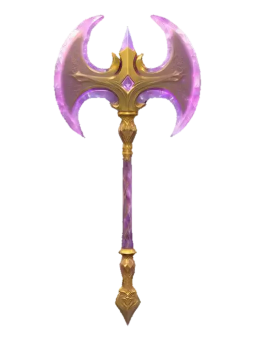 3D model for {
  "subject": "Magical Crystal Axe",
  "style": [
    "fantasy",
    "high-detail",
    "vibrant colors",
    "glowing elements",
    "PBR rendering"
  ],
  "material": [
    "translucent crystal blade",
    "ornate gold handle",
    "embedded runes"
  ],
  "details": [
    "irregular crystal shape",
    "glowing runes",
    "intricate carvings",
    "subtle magical particles"
  ],
  "purpose": {
    "context": "game asset",
    "genre": "fantasy RPG",
    "requirements": ["VR-ready", "HDR", "8K"]
  },
  "texture": {
    "description": "PBR textures with soft blue glow and reflective highlights",
    "mapping": "low-poly UV for real-time rendering"
  }
}
