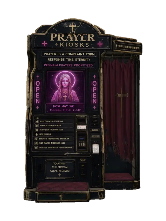 Prayer Kiosks - Pilgrim 3D model, vytvořený pomocí AI