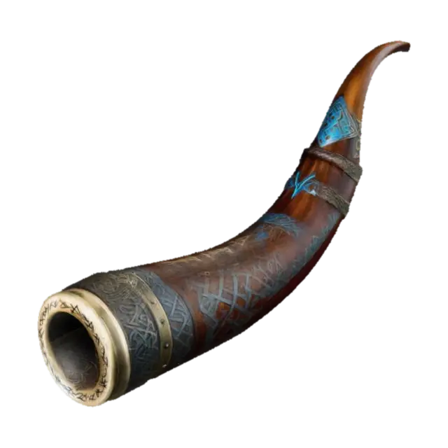 The Viking Bluetooth Battle Horn "A traditional Viking drinking horn, but equipped… - Speaker 3D model, vytvořený pomocí AI