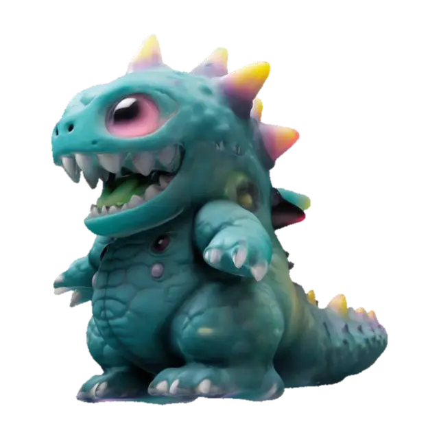 Chibi King Kaiju – Adorable Mini Titan "A tiny but fierce chibi kaiju with a round… 3D model, vytvořený pomocí AI
