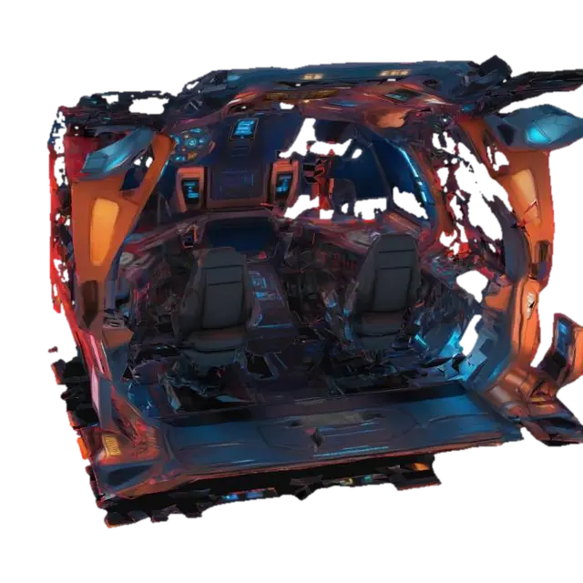 { "prompt": "A futuristic spaceship cockpit interior with dual pilot seats, panoramic… - Stars 3D model, vytvořený pomocí AI