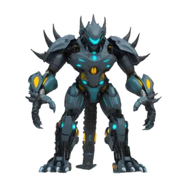 { "object": "Cyberpunk Monster", "material": "Heavy Alloy, Synthetic Carbon… - Synthwave 3D model, vytvořený pomocí AI
