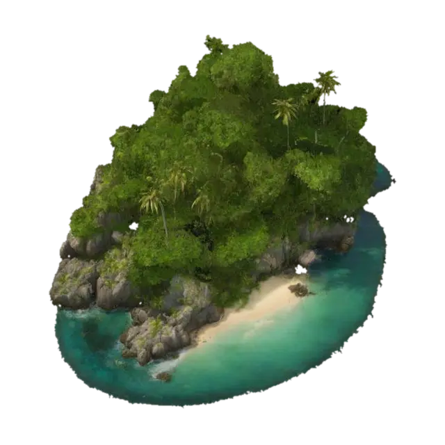 Island Oasis 3D model, vytvořený pomocí AI
