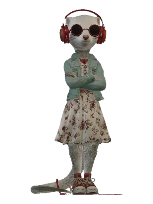 DJ Ferret in Bloom 3D model, vytvořený pomocí AI