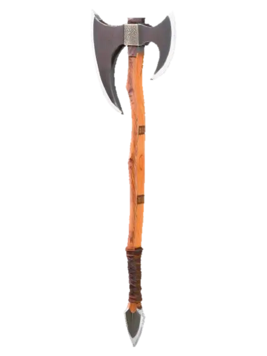 create a massive doubleheaded axe that has another doubleheaded axe bit at the… 3D model, vytvořený pomocí AI