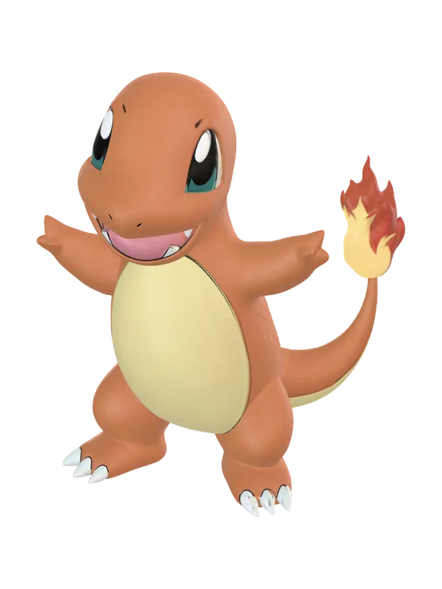 Flame-Tailed Charmander 3D model, vytvořený pomocí AI
