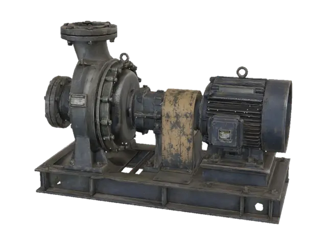 Rusty Industrial Centrifugal Pump and Motor 3D model, vytvořený pomocí AI
