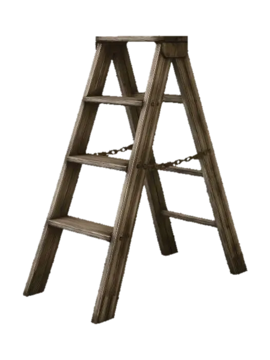 3D model for Weathered wooden A-frame ladder