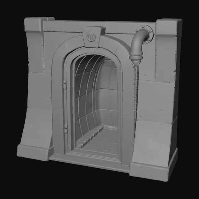 3D model for Stone Arch Tunnel Entrance with Rusty Pipe