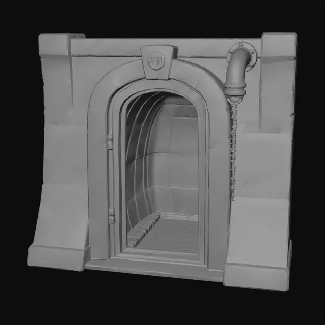 3D model for Stone Arch Tunnel Entrance with Rusty Pipe