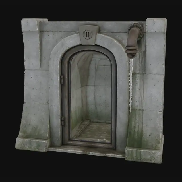 3D model for Stone Arch Tunnel Entrance with Rusty Pipe