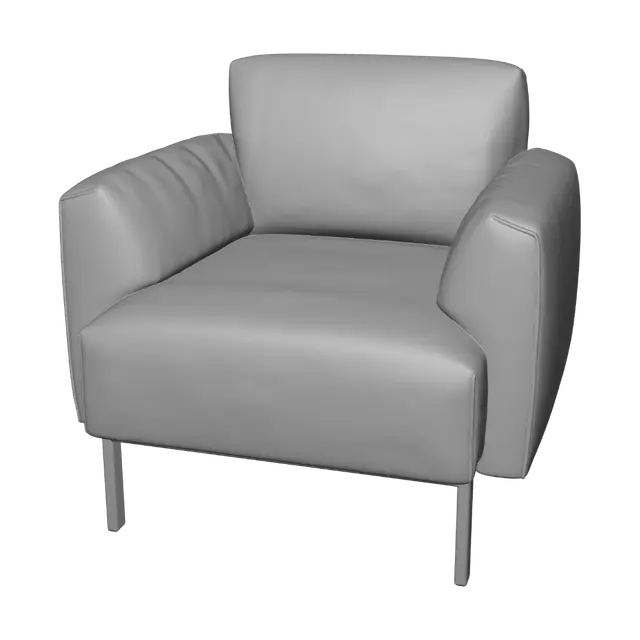3D model for Charcoal Armchair with Yellow Piping