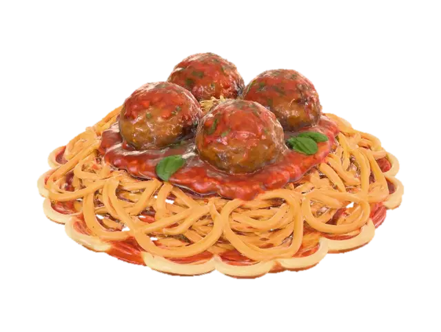 Spaghetti Delight, #food# - Dish 3D model, vytvořený pomocí AI